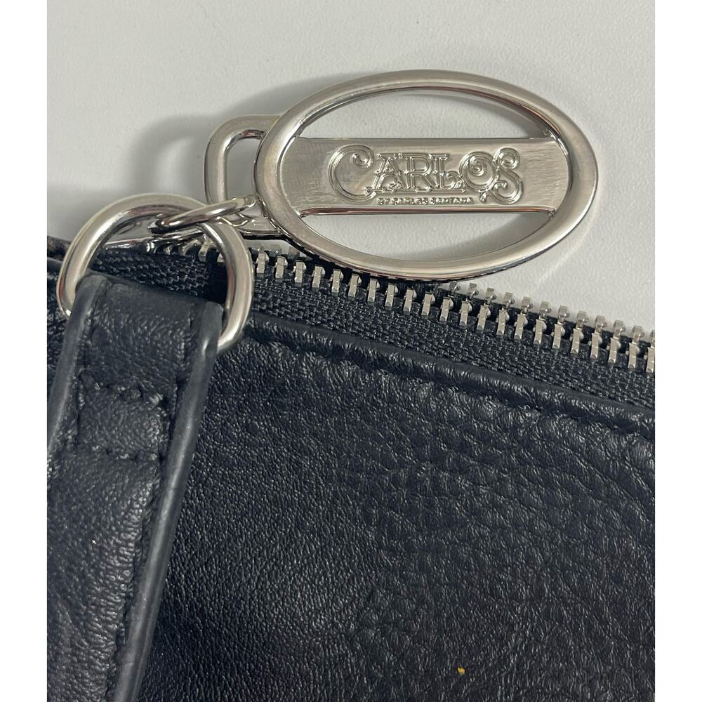 Carlos Santana Black Soft Leather & Silver Chain Edge Clutch Wristlet Retro - Picture 4 of 7